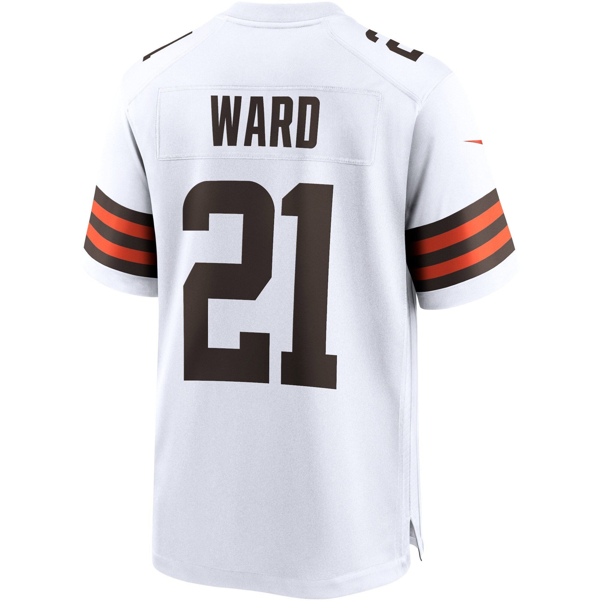 Denzel Ward Cleveland Browns Game Jersey - White football jersey product view 3