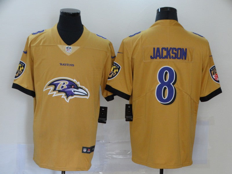 Men's Baltimore Ravens Lamar Jackson #8 Yellow Game Jersey1 football jersey product view 1