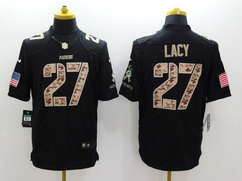 Men's Green Bay Packers Eddie Lacy #27 Black Game Player Jersey1 football jersey product view 1