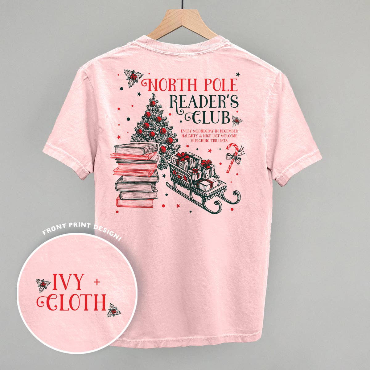 North Pole Reader's Club (Back Print) Unisex T-shirt, Sweatshirt, Hoodie, Long Sleeve Tee - T-Shirt, Sweatshirt, Hoodie