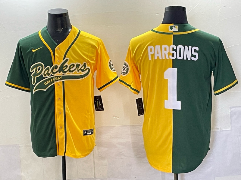 Men's Green Bay Packers Micah Parsons #1 Green/Yellow Game Jersey football jersey product view 1