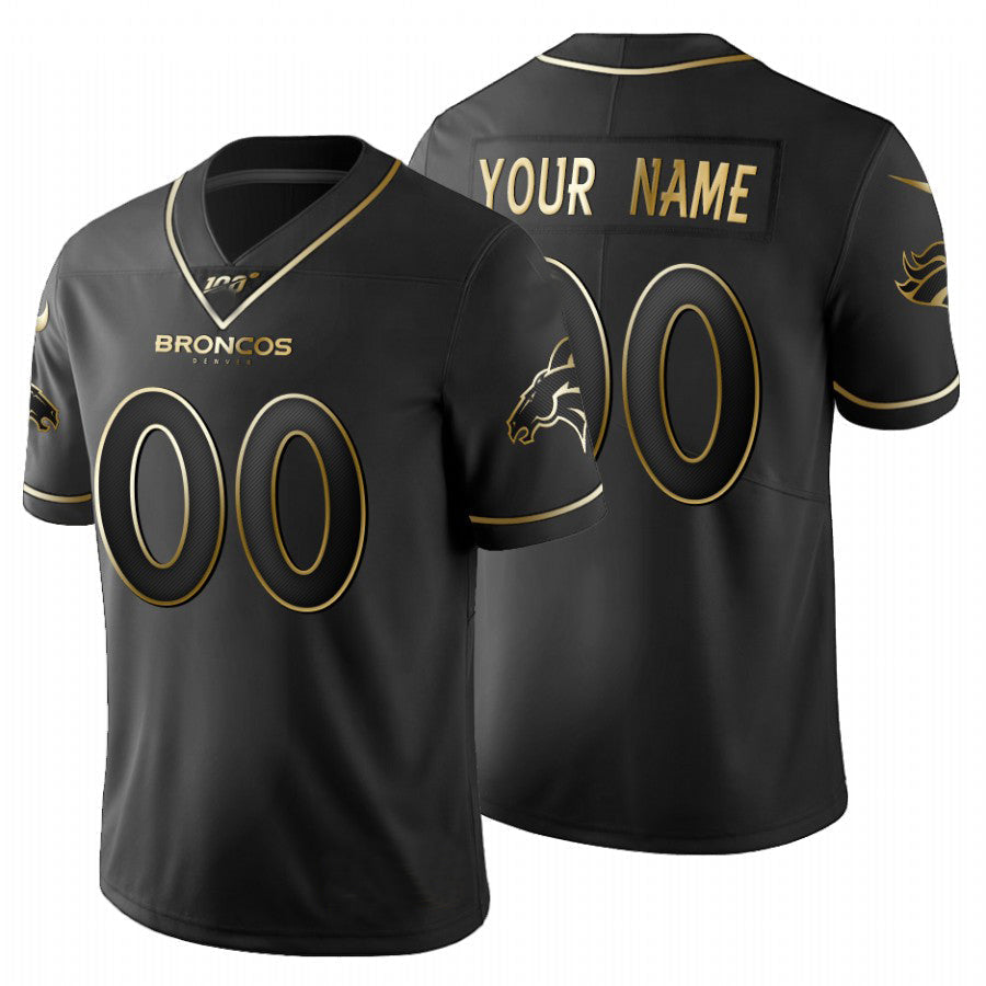 Custom1 Denver Broncos Black Golden Limited 100 Jersey1 Stitched Jersey1 American Football Jerseys football jersey product view 1
