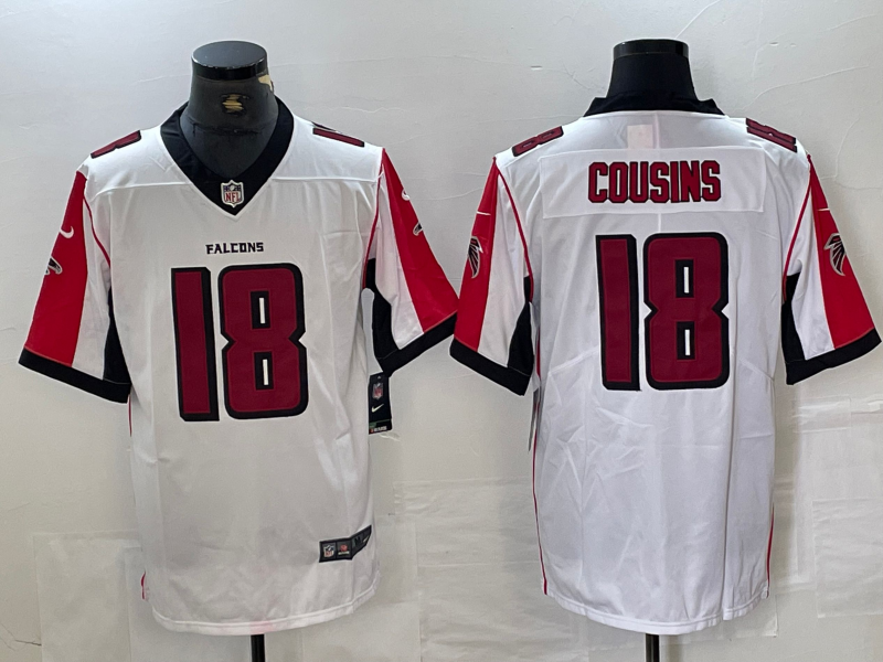 Men's Atlanta Falcons Kirk Cousins #18 White Game Jersey1 football jersey product view 1