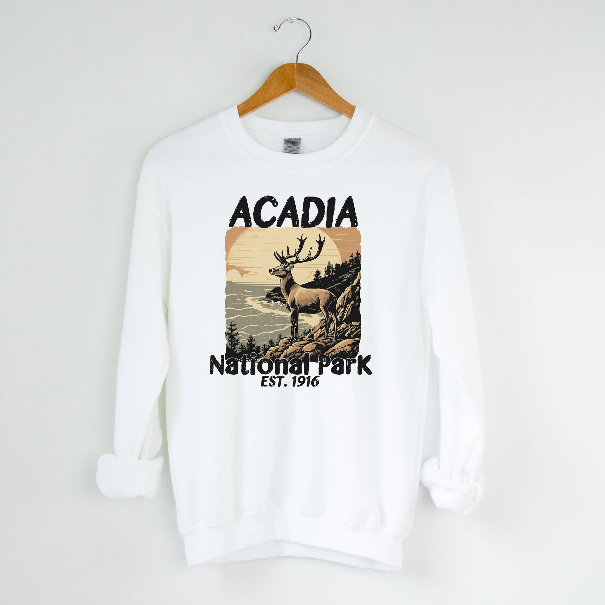 Acadia White Sweatshirt | National Park |Sizes S-2XL Unisex T-shirt, Sweatshirt, Hoodie, Long Sleeve Tee - T-Shirt, Sweatshirt, Hoodie