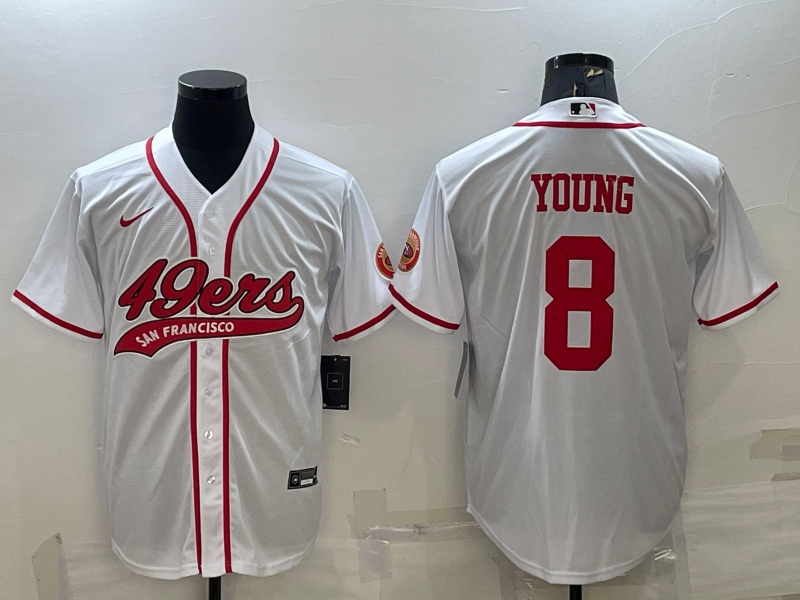 Men's San Francisco 49ers Steve Young #8 White Game Jersey2 Joint Edition football jersey product view 1