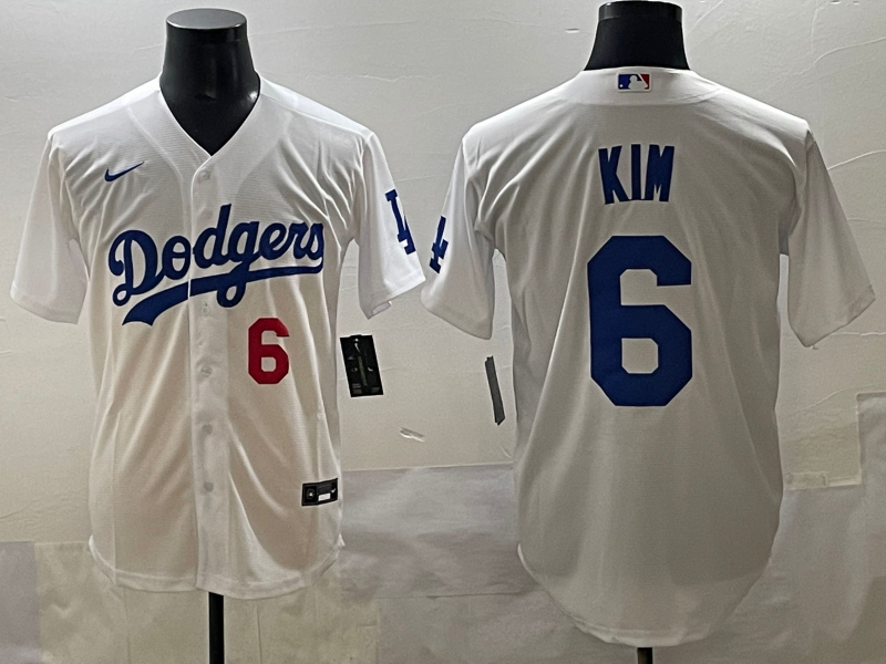 Men's Los Angeles Dodgers Hyeseong Kim #6 White Home Replica Player Jersey baseball jersey product view 1