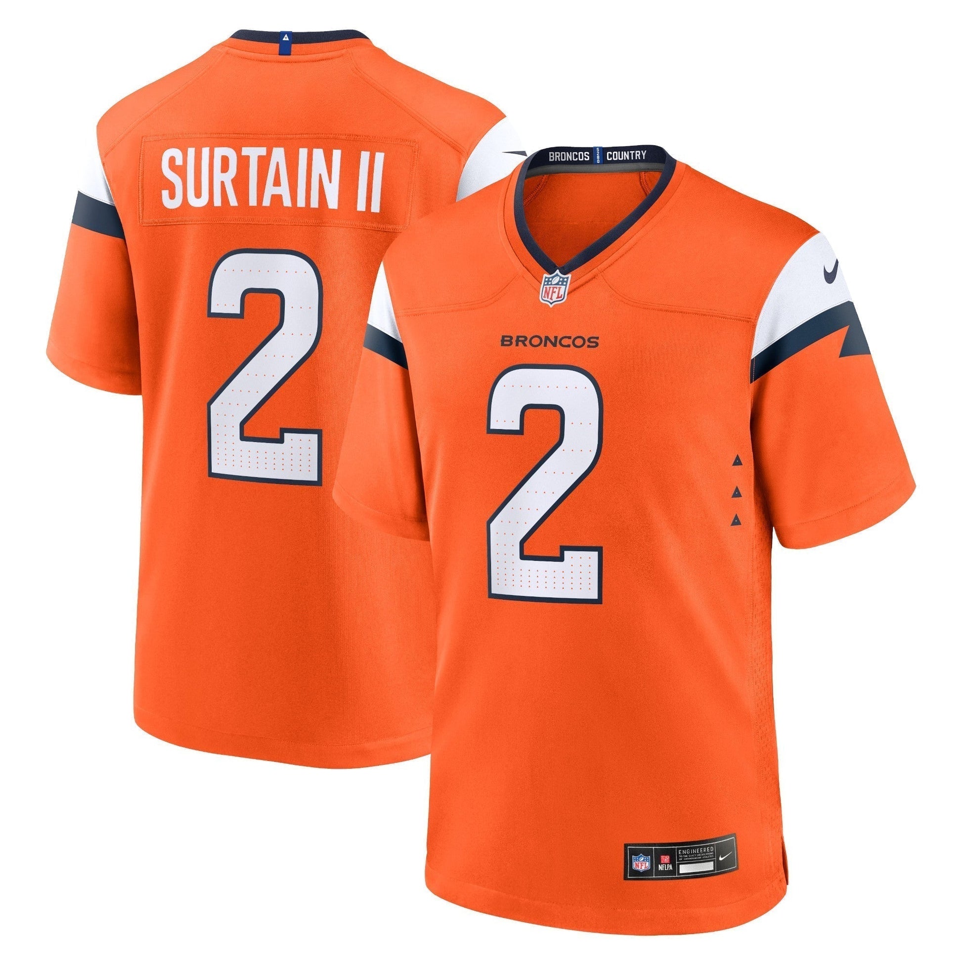 Patrick Surtain II Denver Broncos Mile High Collection Game Jersey - Orange football jersey product view 1