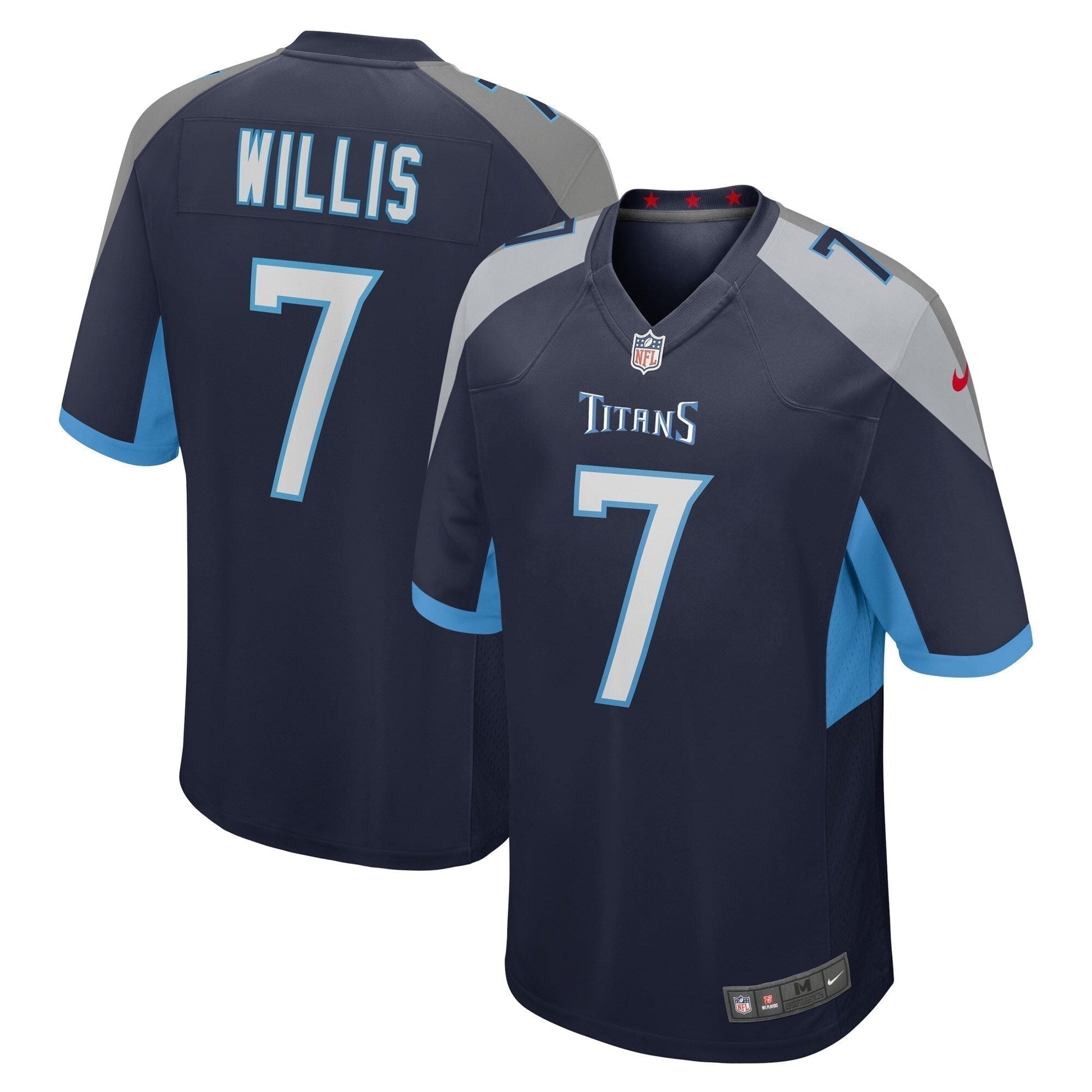 Malik Willis Tennessee Titans Game Jersey - Navy football jersey product view 1