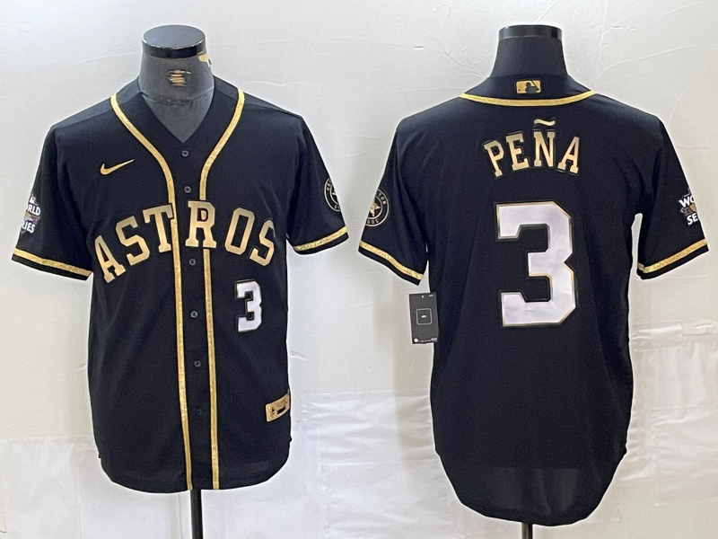 Men's Houston Astros Jeremy Pena #3 Black Replica Player Jersey1 baseball jersey product view 1