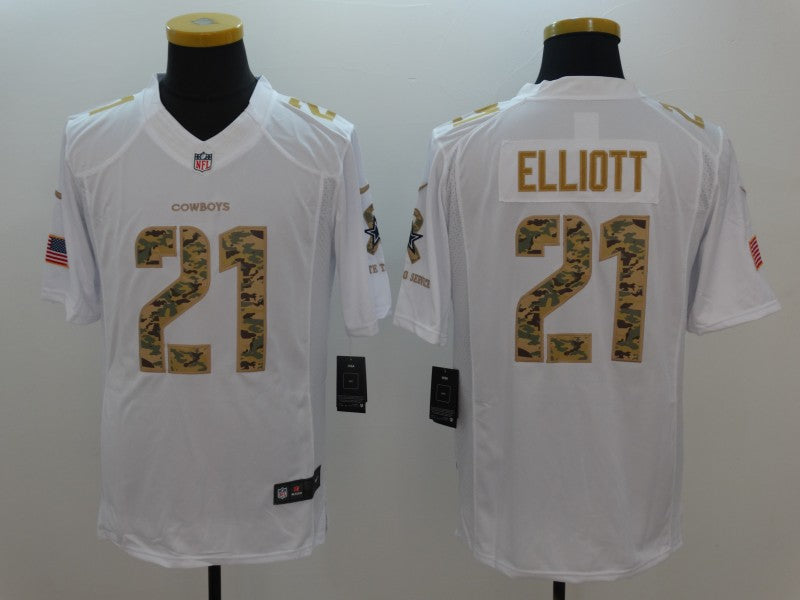 Men's Dallas Cowboys #21 Ezekiel Elliott White Alternate Player Jersey1 football jersey product view 1