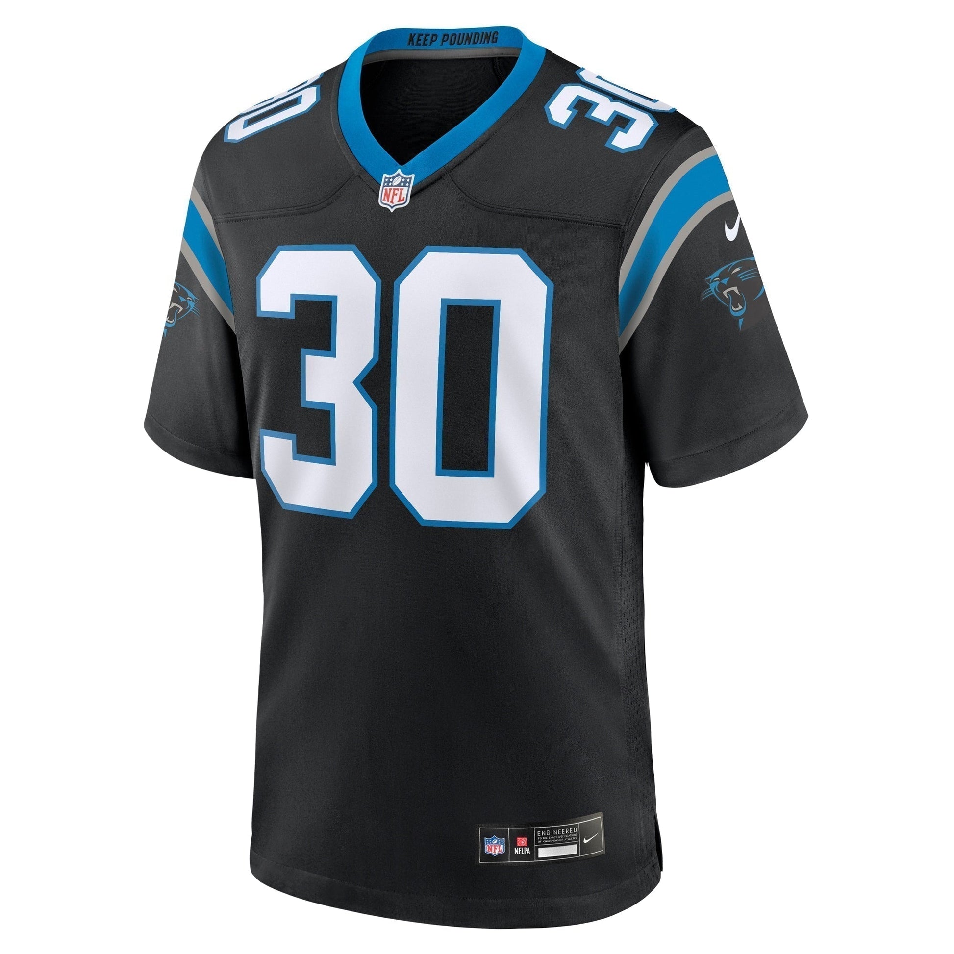 Chuba Hubbard Carolina Panthers Team Game Jersey - Black football jersey product view 2