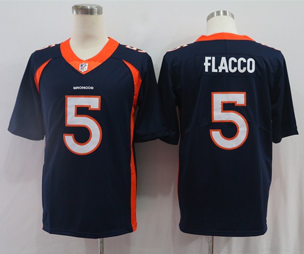 Men's Denver Broncos Joe Flacco #5 Navy Game Jersey1 football jersey product view 1