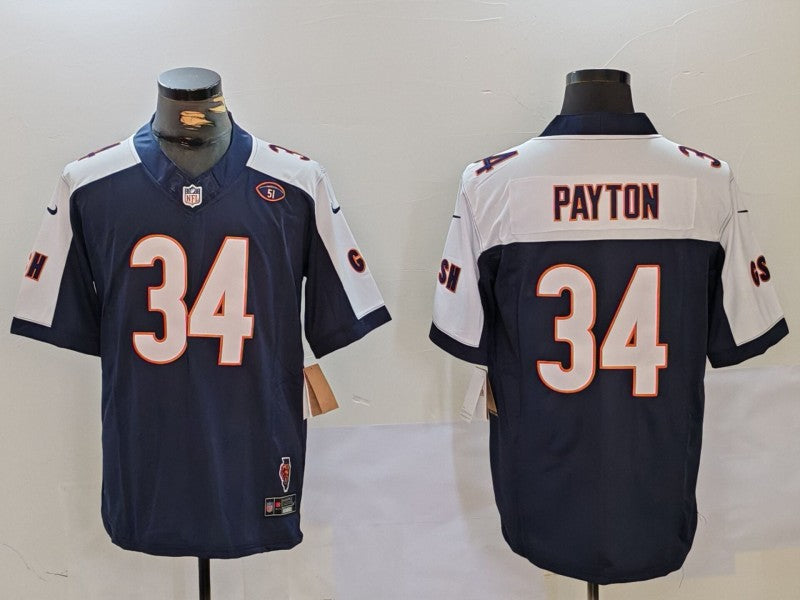 Men's Chicago Bears Walter Payton #34 Navy Player Game Jersey1 football jersey product view 1