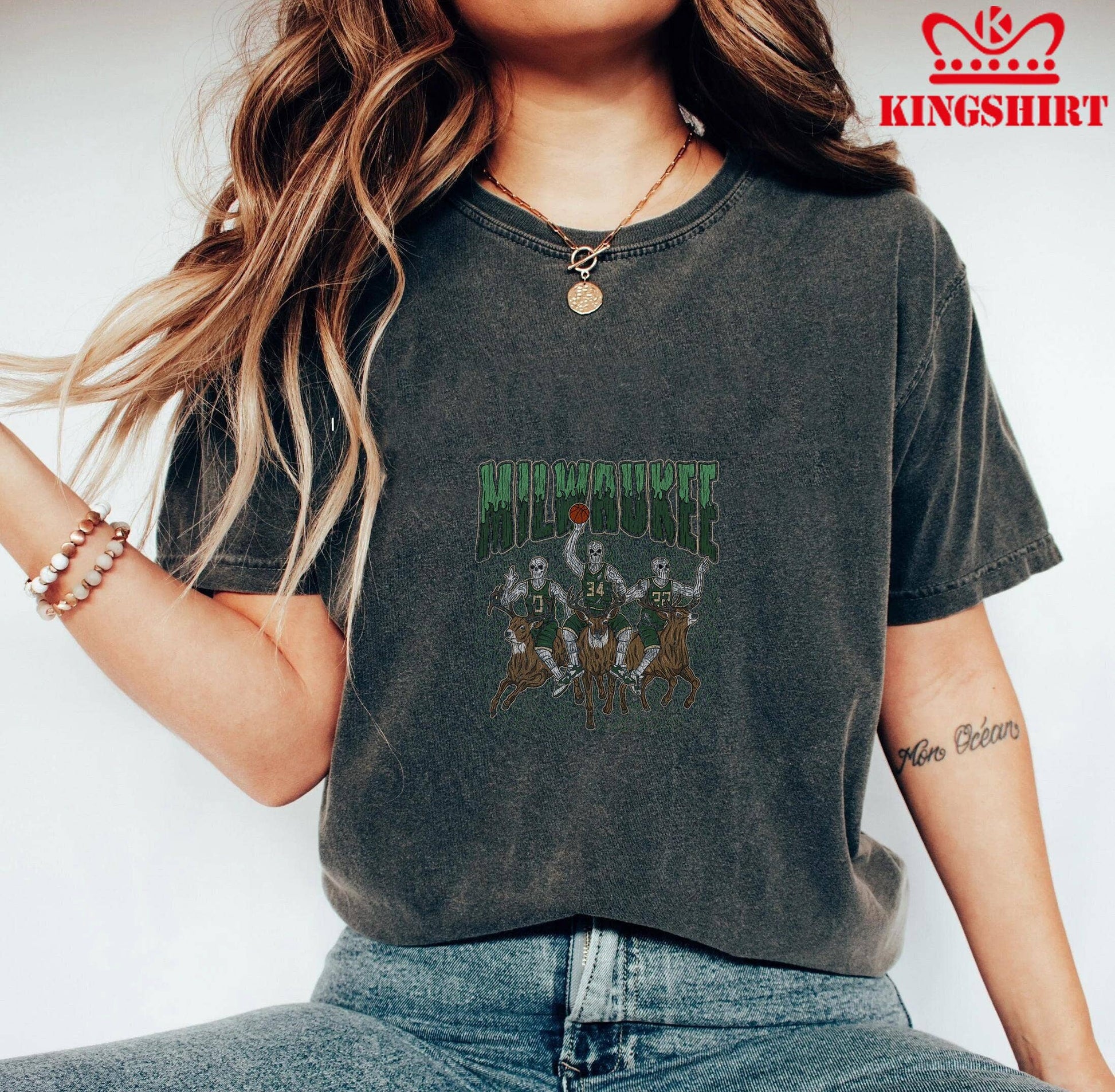 Milwaukee Bucks' Fearsome Trio Charging with Energy Unisex T-shirt, Sweatshirt, Hoodie, Long Sleeve Tee - T-Shirt, Sweatshirt, Hoodie