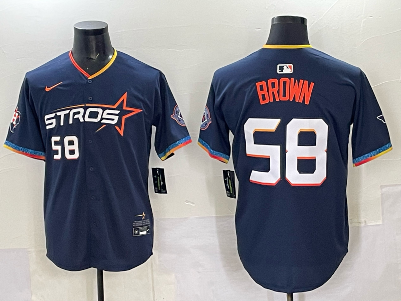 Men's Houston Astros Hunter Brown Navy 2025 City Connect Limited Player Jersey baseball jersey product view 1