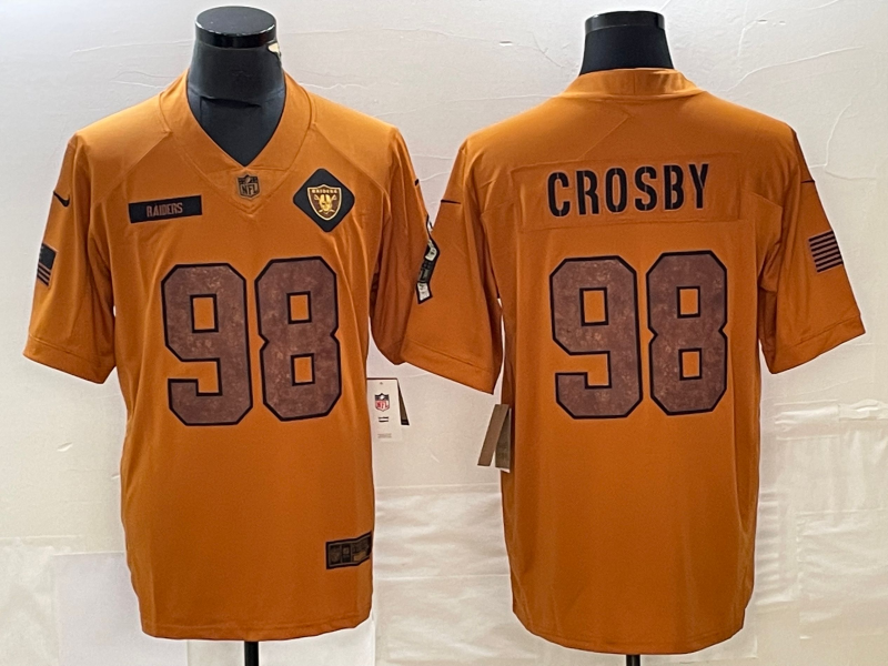 Men's Las Vegas Raiders Maxx Crosby Brown 2023 Salute To Service Retired Player Limited Jersey football jersey product view 1