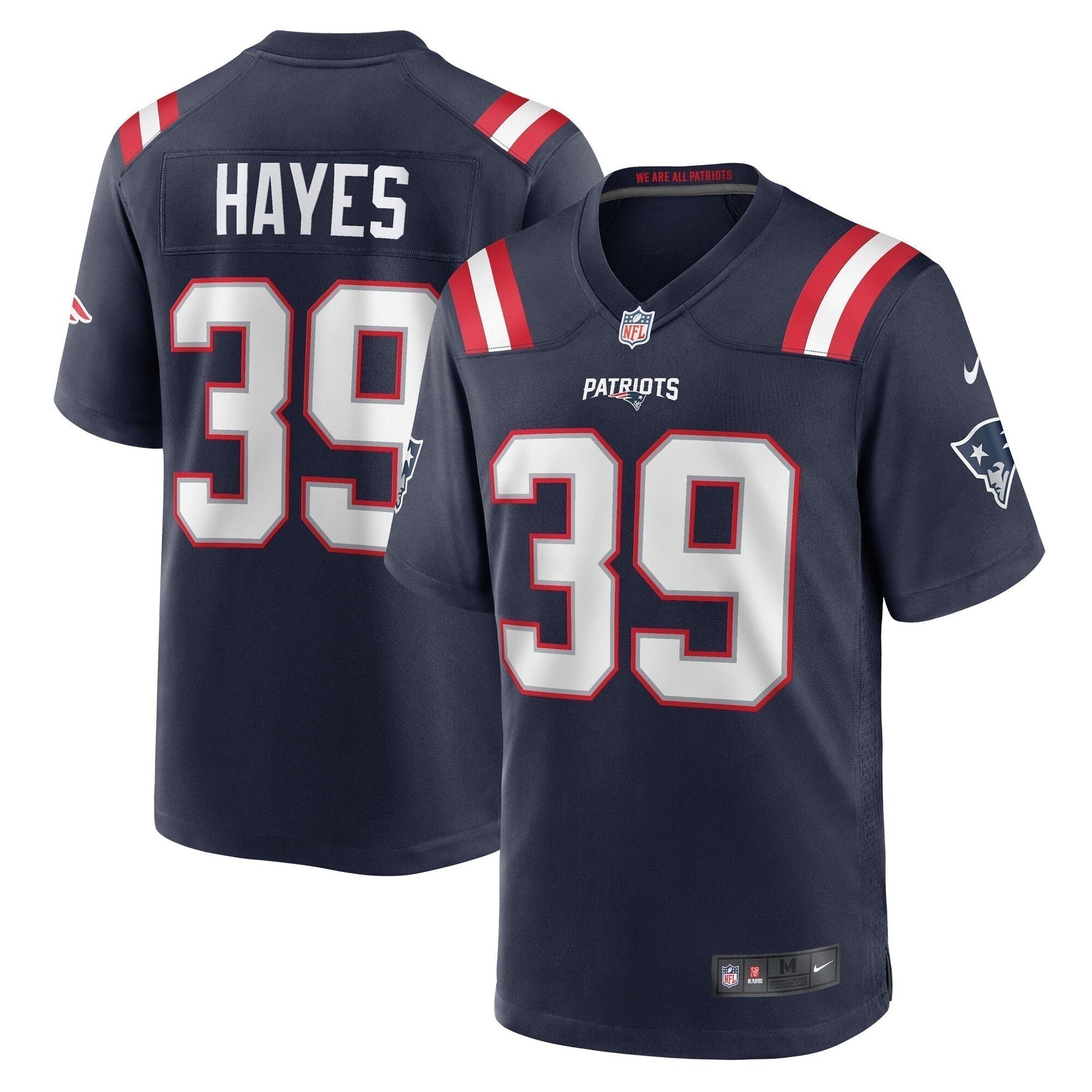 Tae Hayes New England Patriots Home Game Jersey - Navy football jersey product view 1