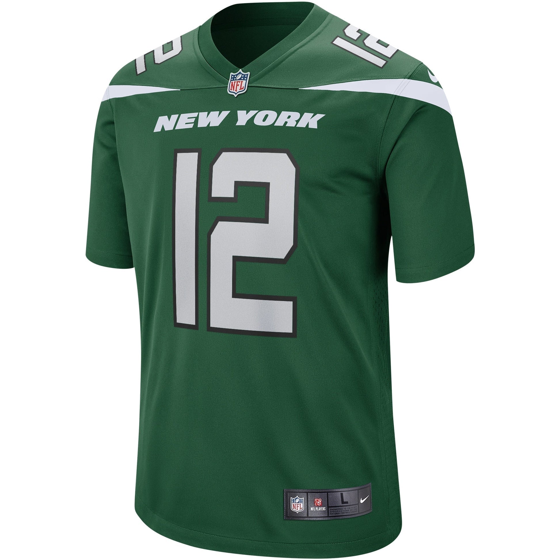 Joe Namath New York Jets Game Retired Jersey - Gotham Green football jersey product view 2