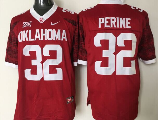 Men's Oklahoma Sooners Samaje Perine Crimson Player Game Jersey sports jersey product view 1