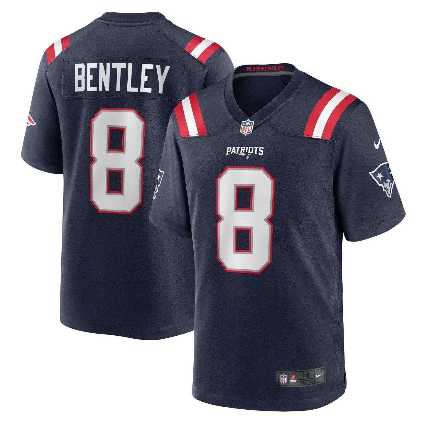 Ja'Whaun Bentley New England Patriots Game Jersey - Navy football jersey product view 1