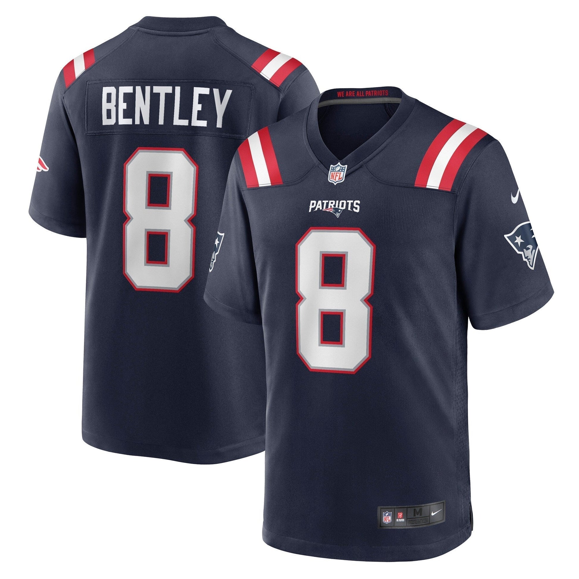 Ja'Whaun Bentley New England Patriots Game Jersey - Navy football jersey product view 1