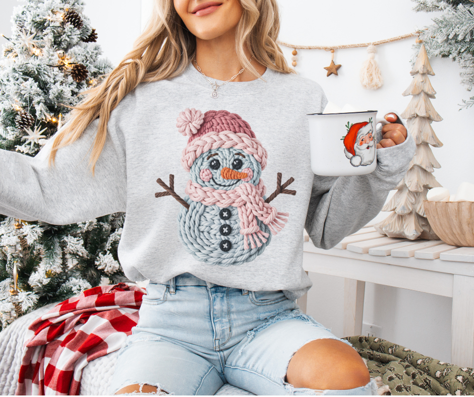 Faux Yarn Snowman Unisex T-shirt, Sweatshirt, Hoodie, Long Sleeve Tee - T-Shirt, Sweatshirt, Hoodie