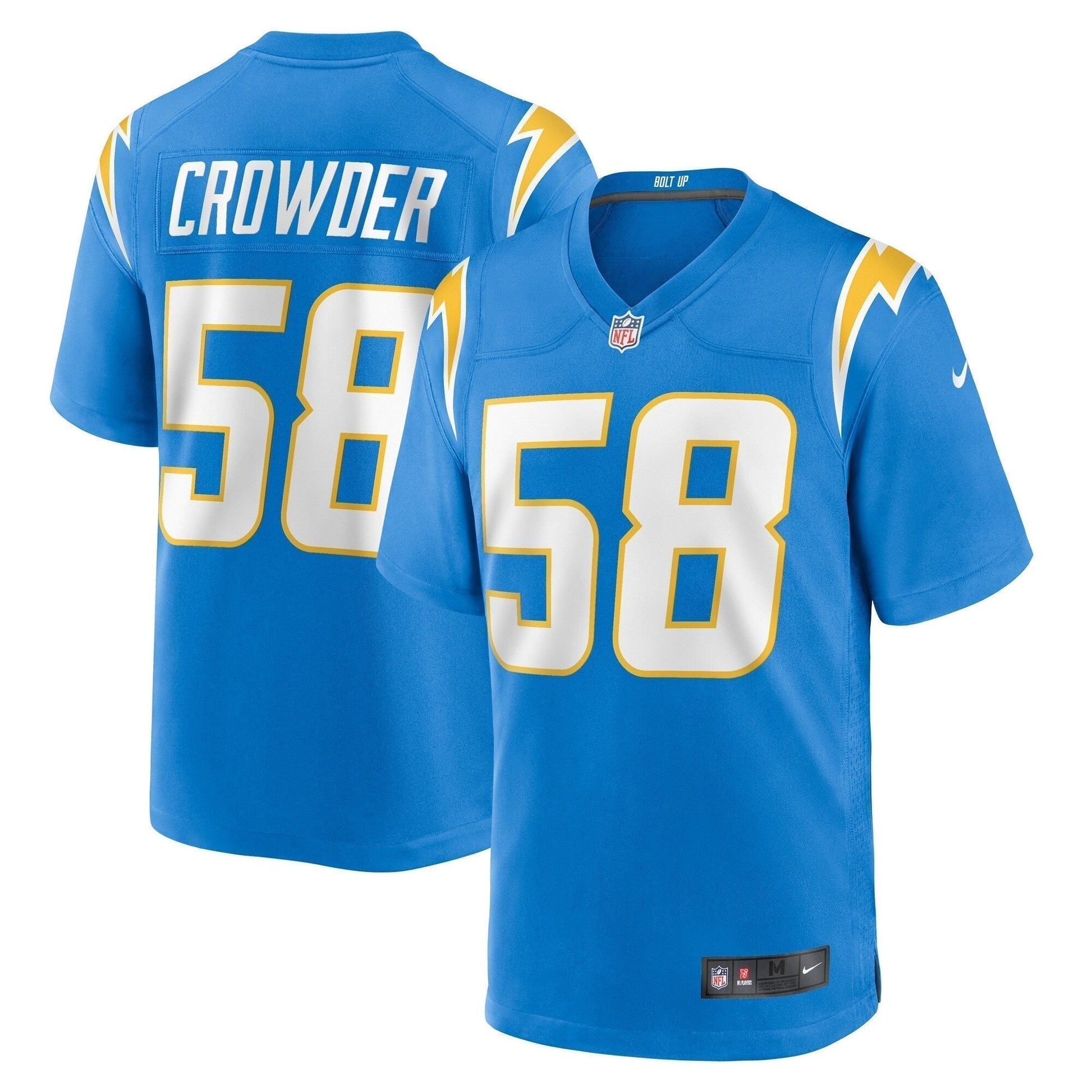 Tae Crowder Los Angeles Chargers Team Game Jersey - Powder Blue football jersey product view 1