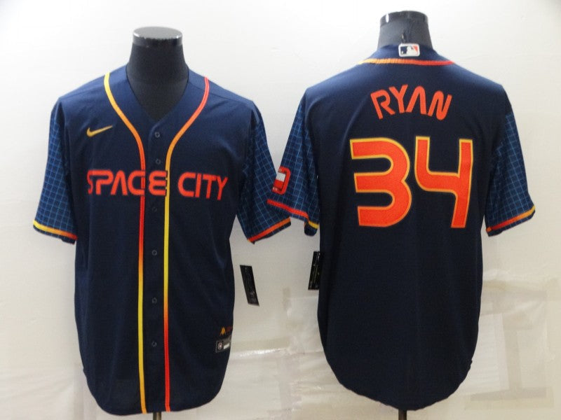 Men's Houston Astros Nolan Ryan Navy Space City Jersey baseball jersey product view 1