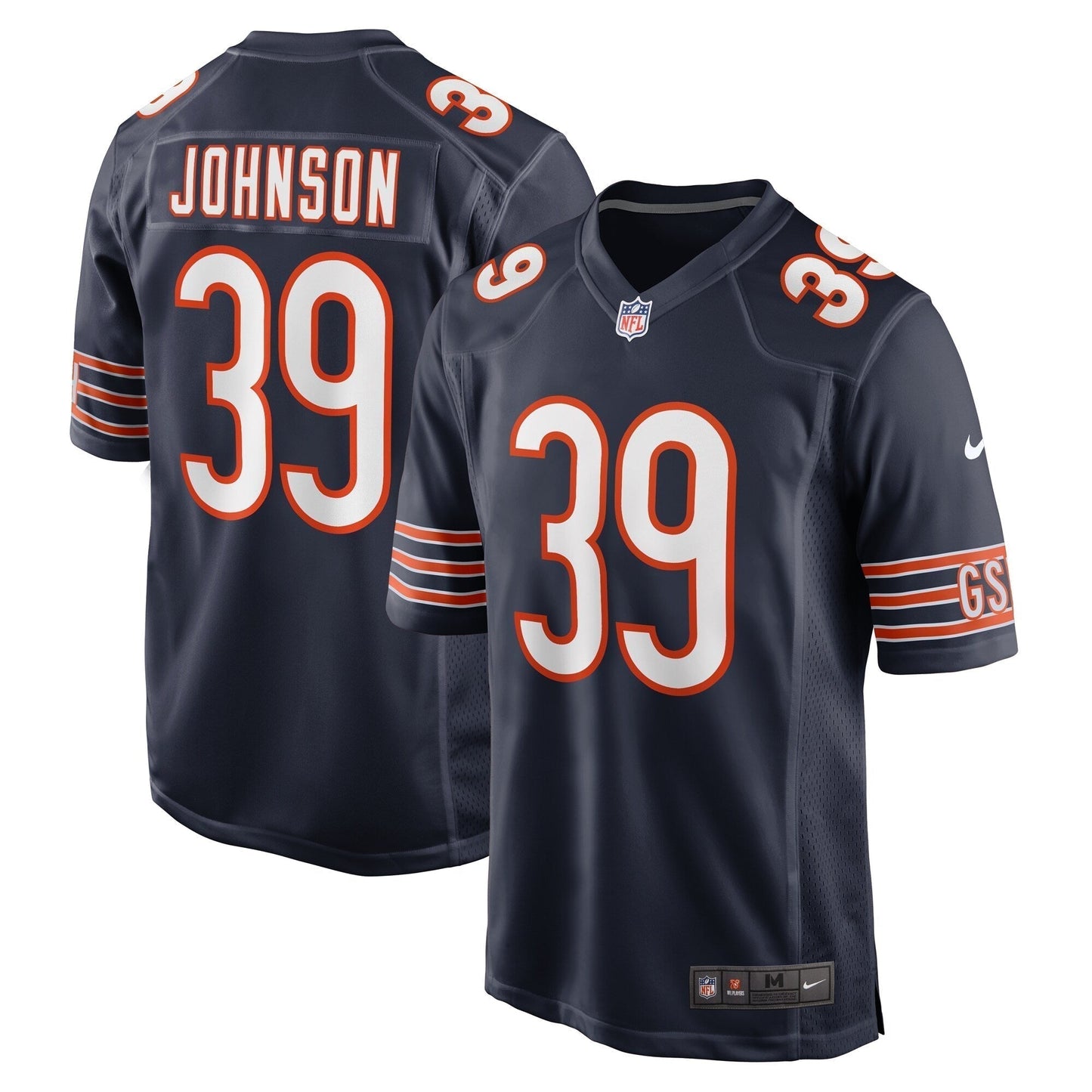Quindell Johnson Chicago Bears Team Game Jersey - Navy football jersey product view 1