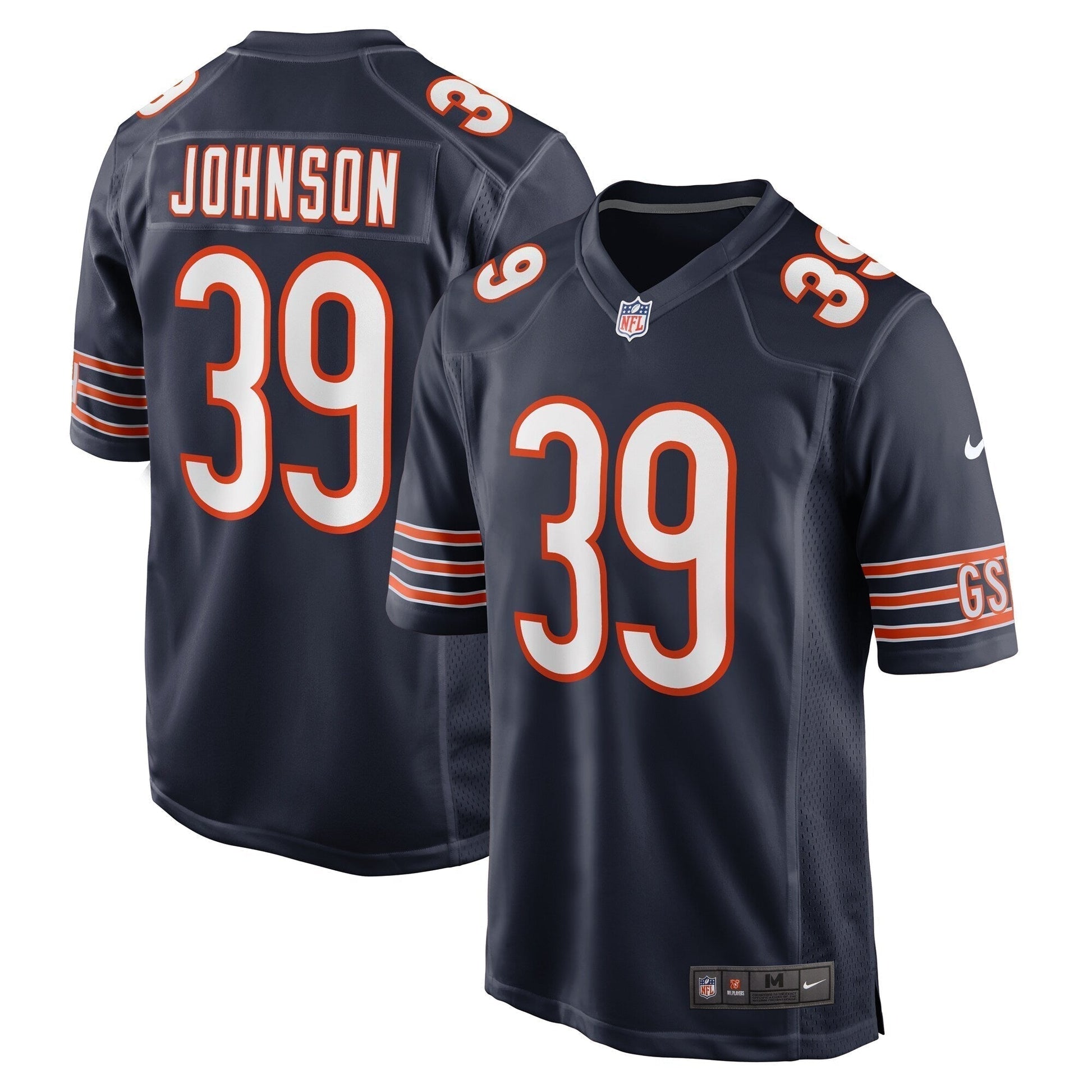 Quindell Johnson Chicago Bears Team Game Jersey - Navy football jersey product view 1