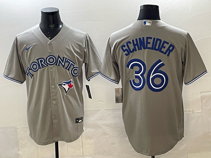 Men's Toronto Blue Jays John Schneider #36 Gray Player Jersey baseball jersey product view 1