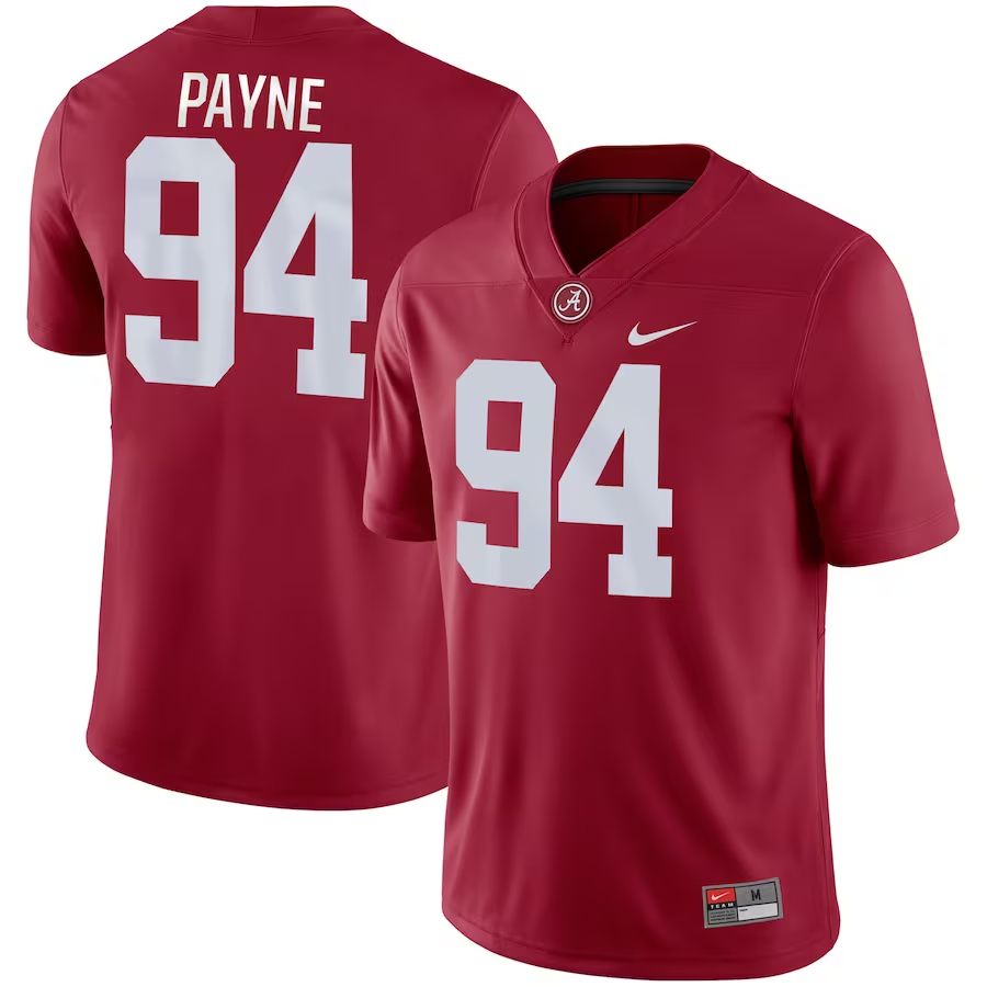 Men's Alabama Crimson Tide Daron Payne #94 Crimson Player Game Jersey sports jersey product view 1