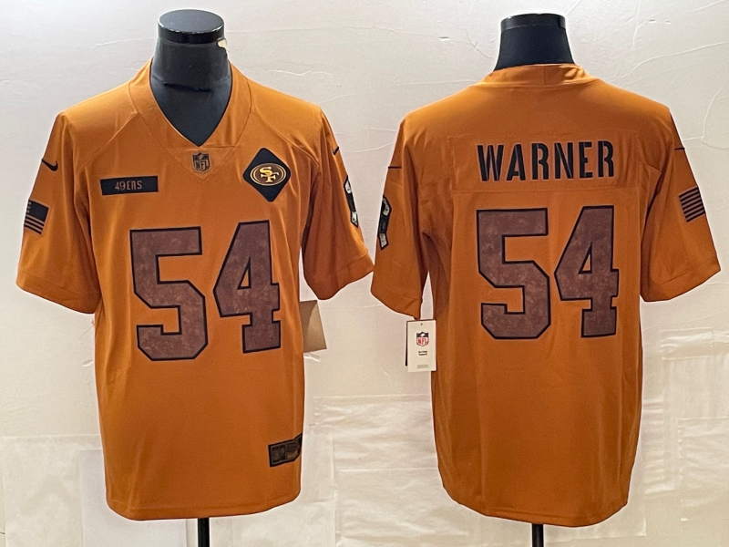 Men's San Francisco 49ers Fred Warner Brown 2023 Salute To Service Retired Player Limited Jersey football jersey product view 1