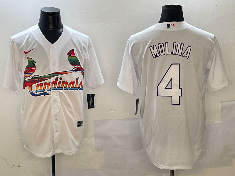Men's St. Louis Cardinals Yadier Molina #4 White Replica Player Jersey baseball jersey product view 1