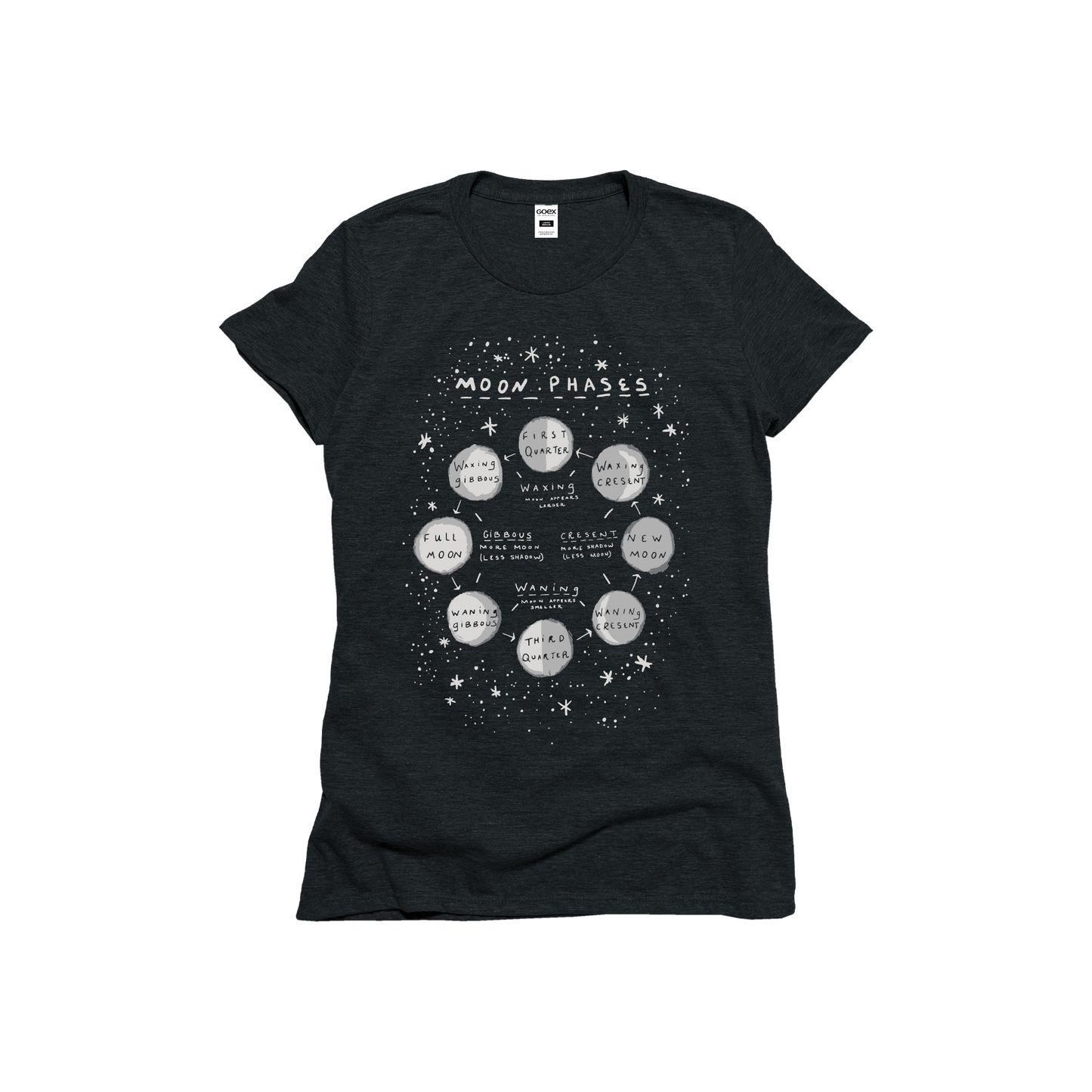 Moon Phases Graphic Tee - Charcoal - 24pk Unisex T-shirt, Sweatshirt, Hoodie, Long Sleeve Tee - T-Shirt, Sweatshirt, Hoodie