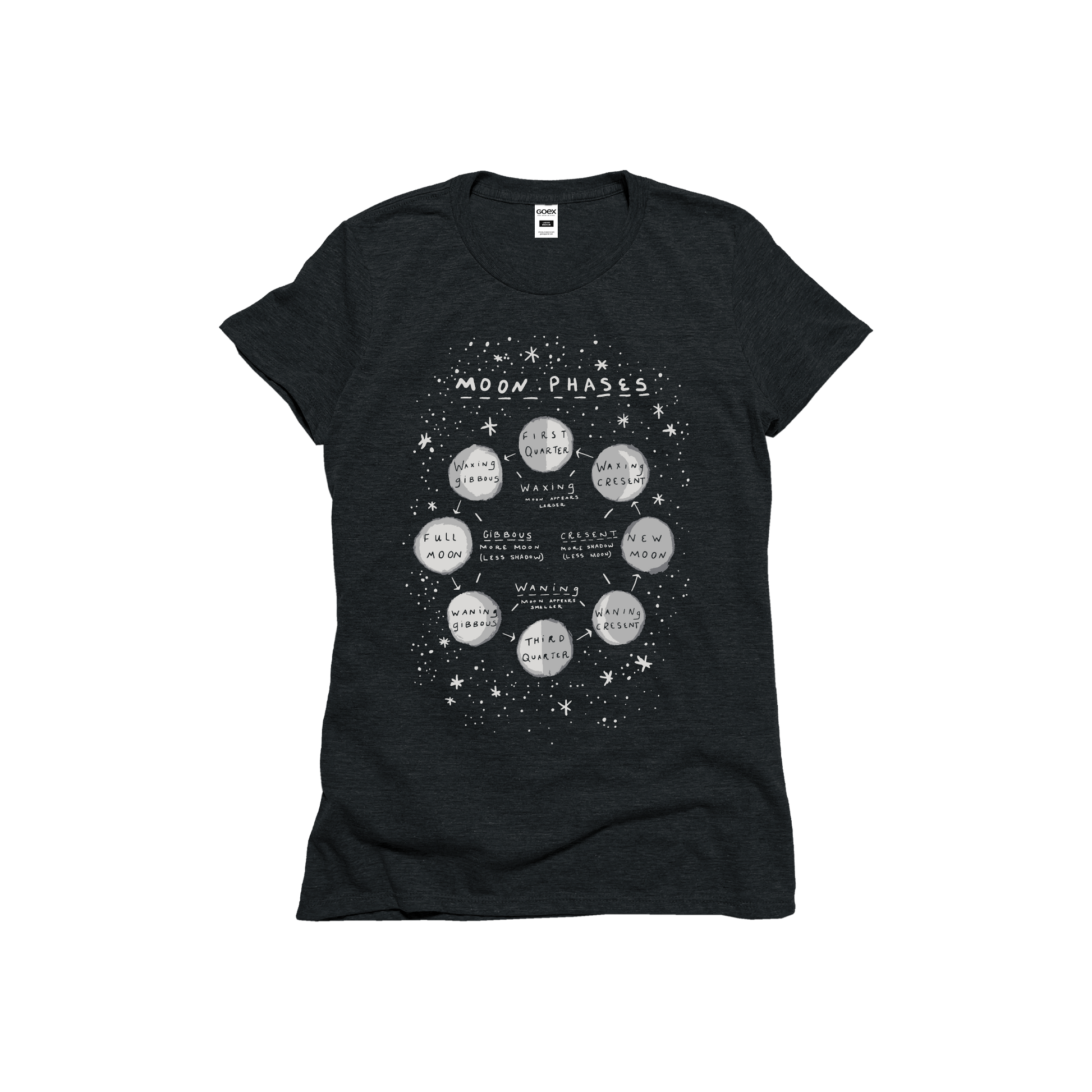 Moon Phases Graphic Tee - Charcoal - 24pk Unisex T-shirt, Sweatshirt, Hoodie, Long Sleeve Tee - T-Shirt, Sweatshirt, Hoodie
