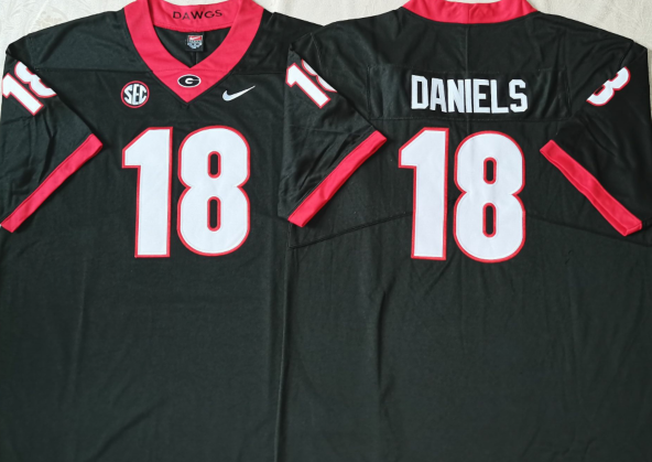 Men's Georgia Bulldogs JT Daniels Black Player Game Jersey sports jersey product view 1