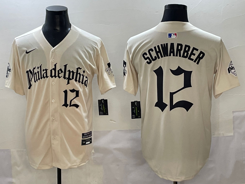 Men's Philadelphia Phillies Kyle Schwarber #12 Cream Limited Player Jersey baseball jersey product view 1