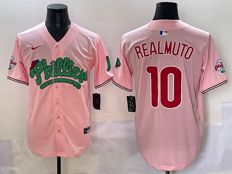 Men's Philadelphia Phillies J.T. Realmuto #10 Pink Replica Player Jersey baseball jersey product view 1