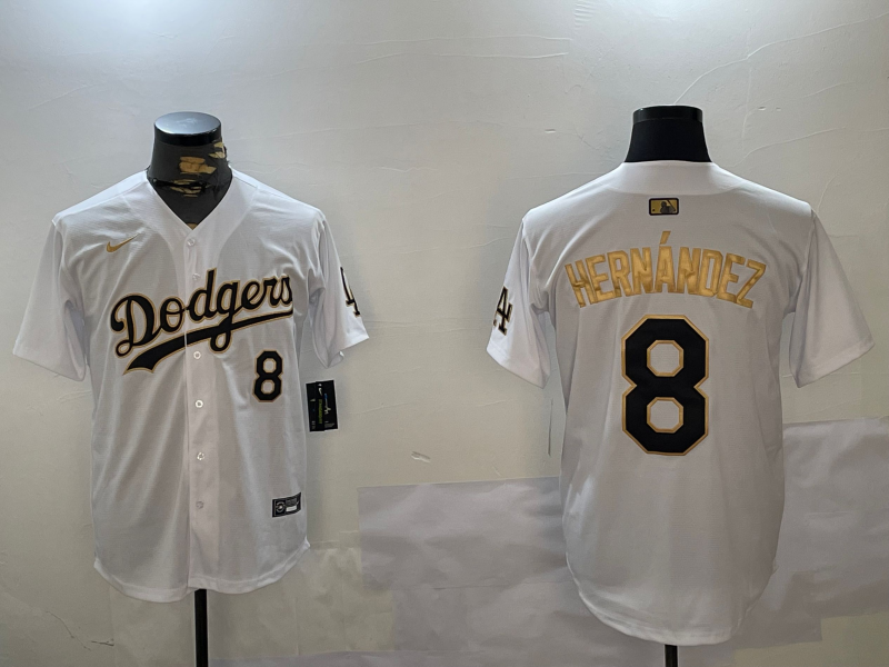 Men's Los Angeles Dodgers Enrique Hernandez White Game Jersey baseball jersey product view 1