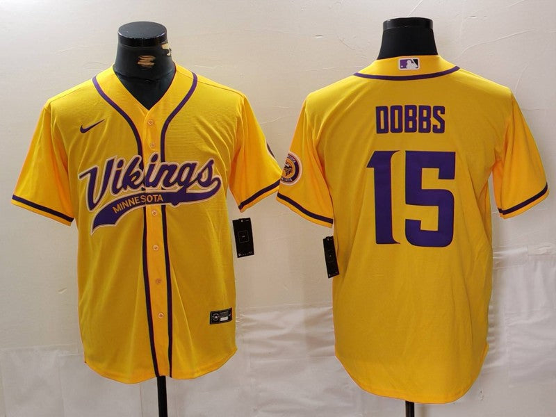Men's Minnesota Vikings Joshua Dobbs Yellow Game Jersey football jersey product view 1
