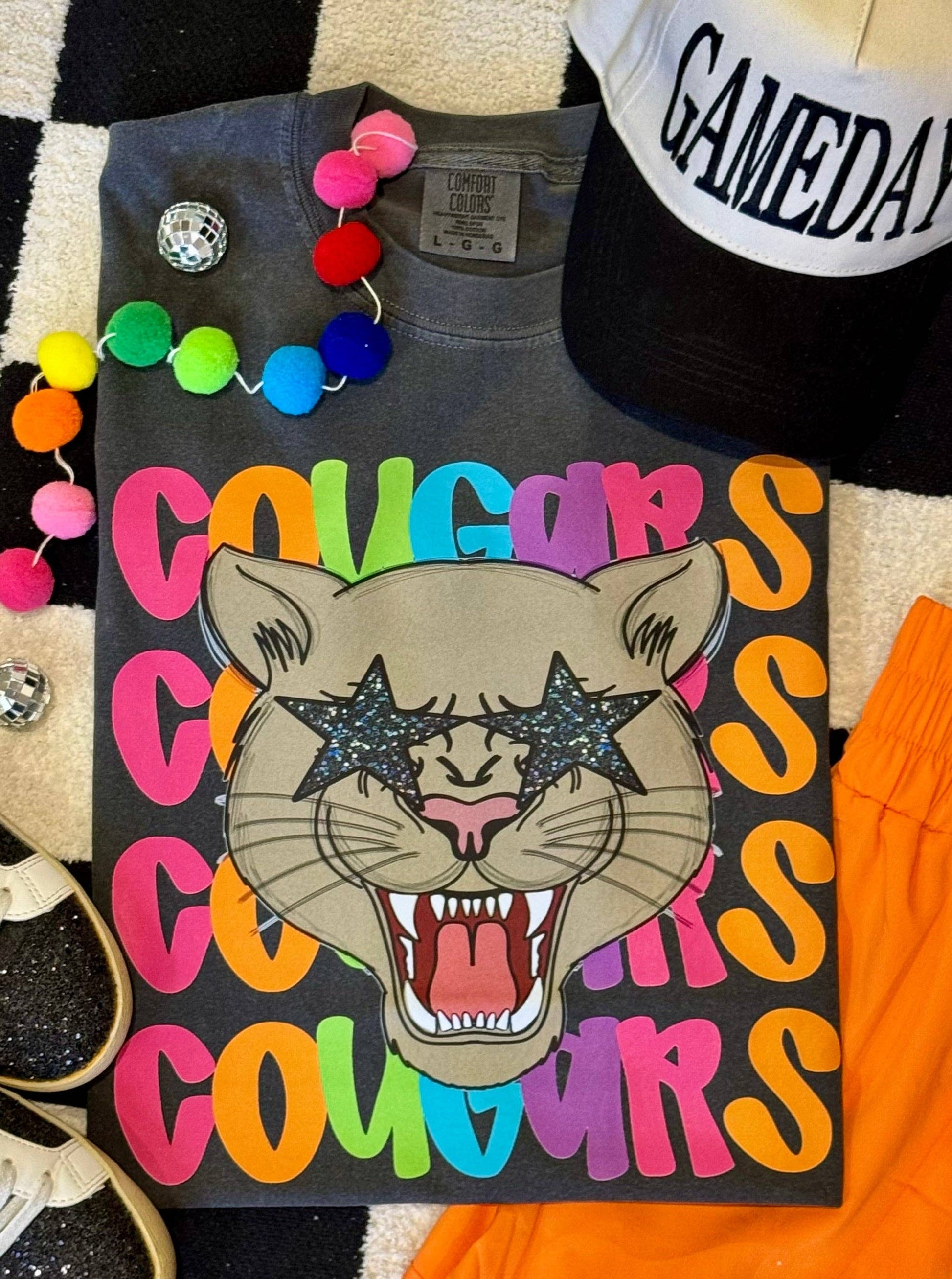 Cougars Neon Mascot Tee Unisex T-shirt, Sweatshirt, Hoodie, Long Sleeve Tee - T-Shirt, Sweatshirt, Hoodie