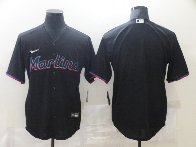 Men's Miami Marlins Black Alternate Replica Blank Jersey baseball jersey product view 1