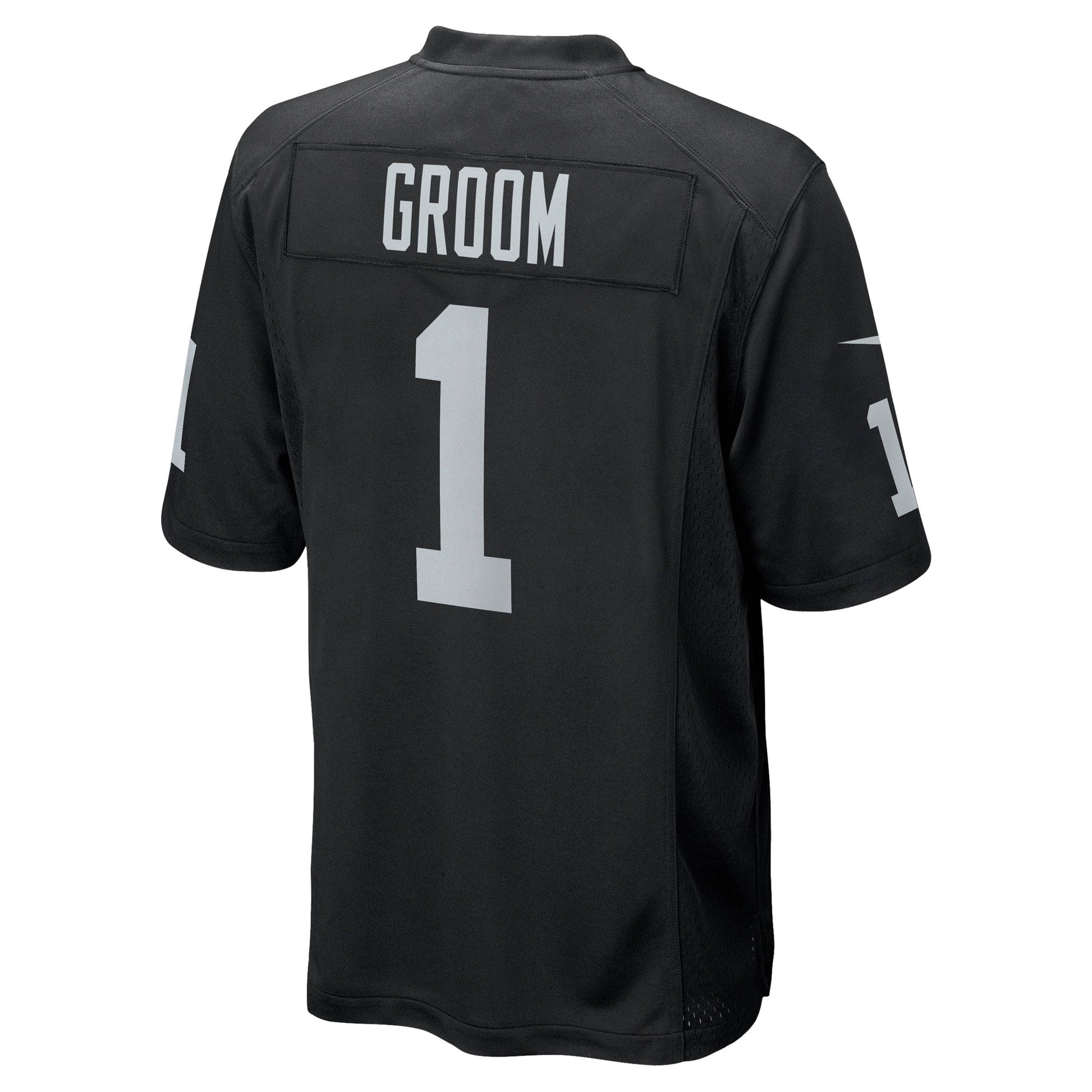 Number 1 Groom Las Vegas Raiders Game Jersey - Black football jersey product view 3