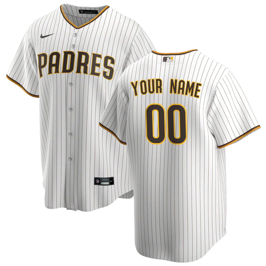 Men's San Diego Padres White Home Replica Custom Jersey baseball jersey product view 1
