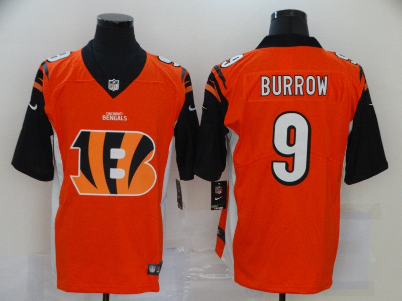 Men's Cincinnati Bengals Joe Burrow #9 Orange Game Player Jersey1 football jersey product view 1