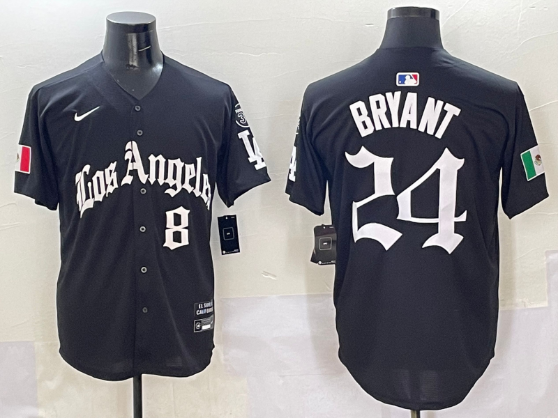 Men's Los Angeles Dodgers Kris Bryant -24 Black Player Game Jersey basketball jersey product view 1