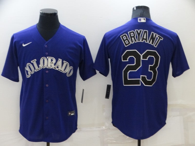 Men's Colorado Rockies Kris Bryant #23 Purple Replica Baseball Jersey baseball jersey product view 1