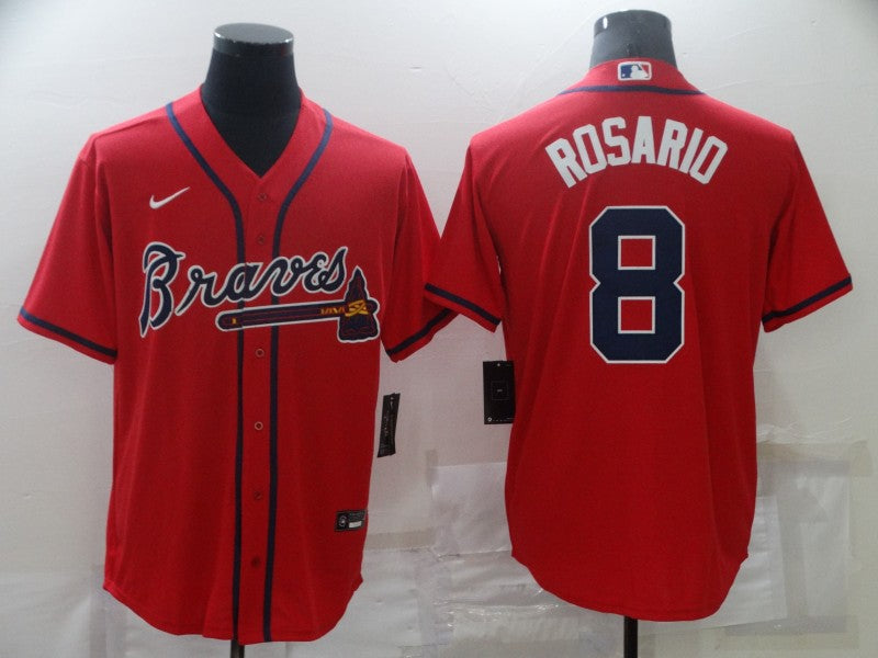 Men's Atlanta Braves Eddie Rosario Red Replica Jersey baseball jersey product view 1