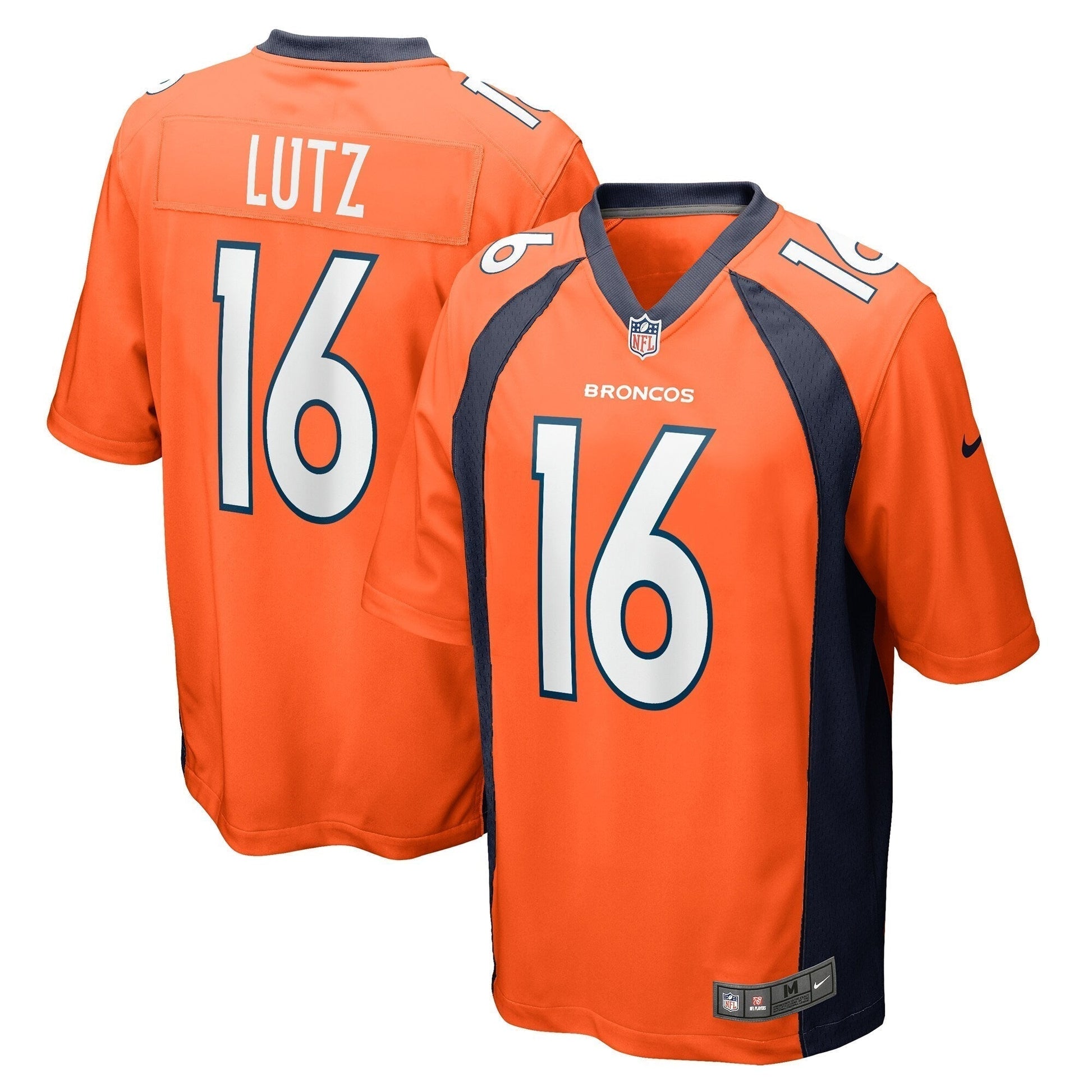 Wil Lutz Denver Broncos Game Jersey - Orange football jersey product view 1